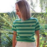 Organic Cotton Breastfeeding T-Shirt Green Stripes